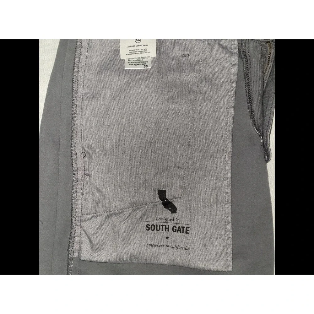 Men's Adriano Goldschmied Slim Chino Marshall Pants Grey Gray Size 36x30